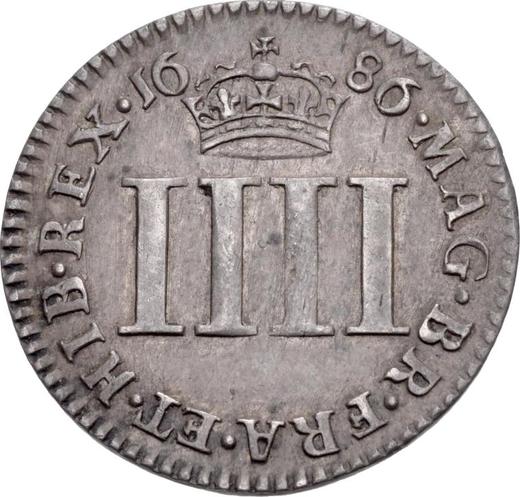 Rewers monety - 4 pensy 1686 - cena srebrnej monety - Wielka Brytania, Jakub II