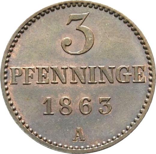Reverse 3 Pfennig 1863 A -  Coin Value - Mecklenburg-Schwerin, Frederick Francis II