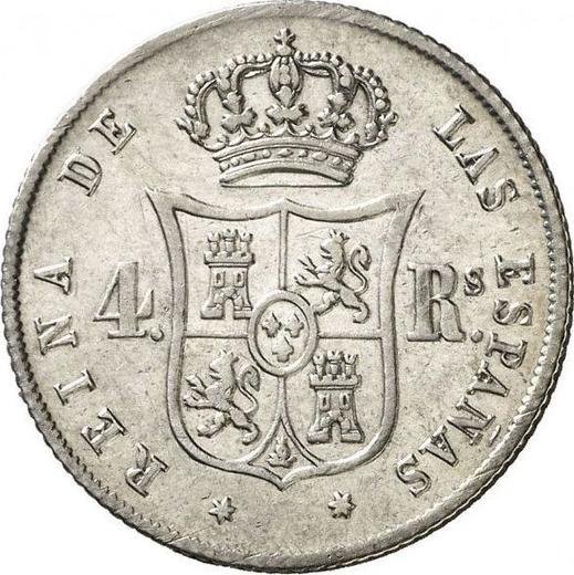 Reverse 4 Reales 1857 6-pointed star - Silver Coin Value - Spain, Isabella II