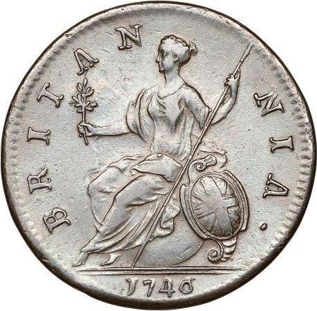 Reverse Halfpenny 1746 "Old Head" -  Coin Value - United Kingdom, George II