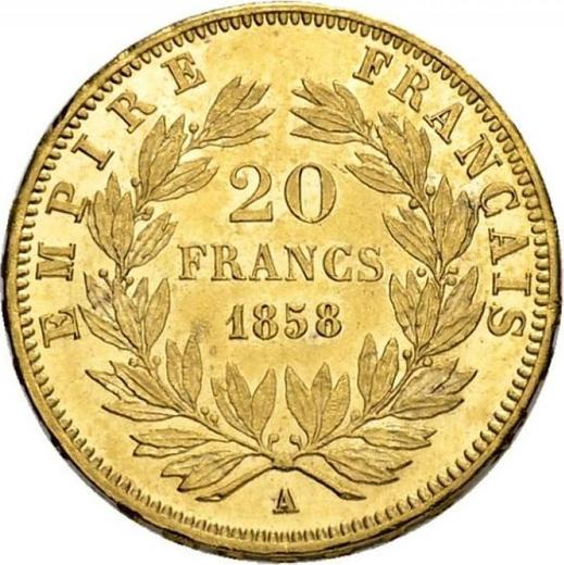 Reverse 20 Francs 1858 A "Type 1853-1860" - Gold Coin Value - France, Napoleon III