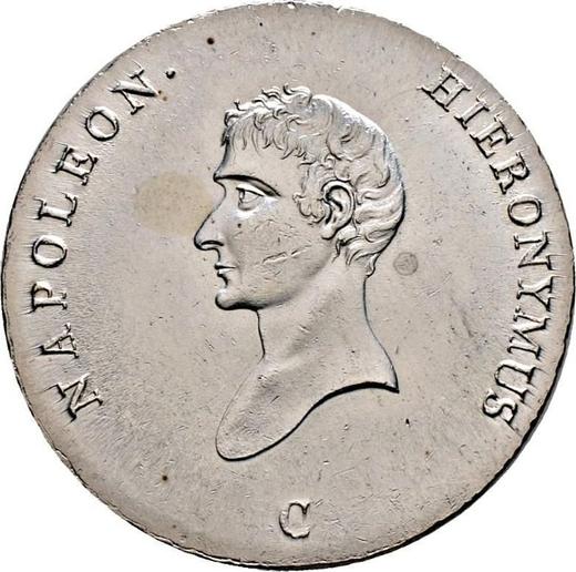 Obverse 2/3 Thaler 1808 C "Small head" - Silver Coin Value - Westphalia, Jérôme Napoléon