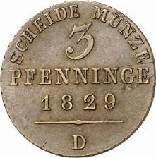 Reverse 3 Pfennig 1829 D -  Coin Value - Prussia, Frederick William III