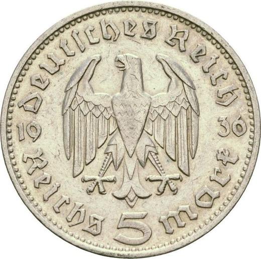 Reverse 5 Reichsmark 1936 J "Hindenburg" - Silver Coin Value - Germany, Third Reich