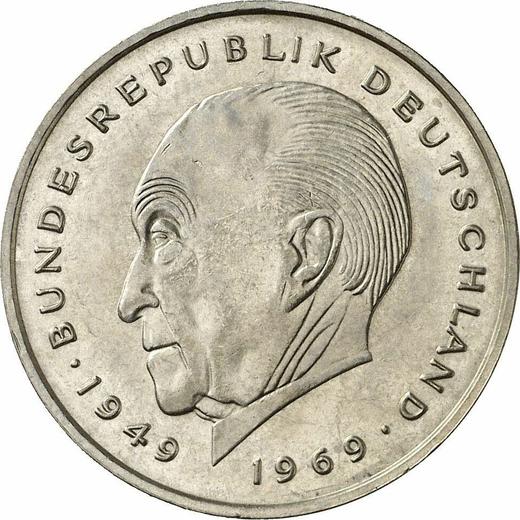 Аверс монеты - 2 марки 1979 года F "Аденауэр" - цена  монеты - Германия, ФРГ