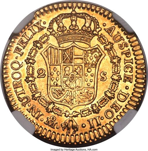Реверс монеты - 2 эскудо 1820 года Mo JJ - цена золотой монеты - Мексика, Фердинанд VII