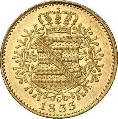Reverse Ducat 1833 G - Gold Coin Value - Saxony-Albertine, Anthony
