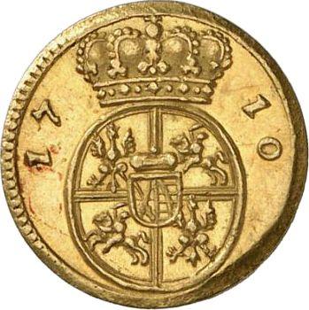 Rewers monety - Półdukat 1710 "Powrót tronu polskiego 1710" - cena złotej monety - Polska, August II Mocny