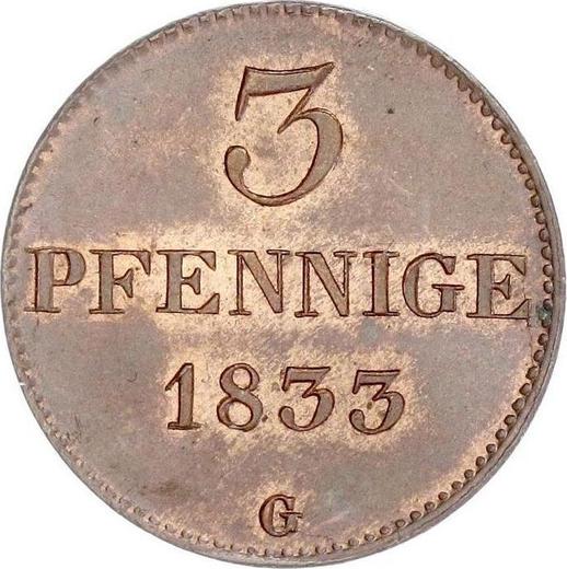 Reverse 3 Pfennig 1833 G - Coin Value - Saxony-Albertine, Anthony