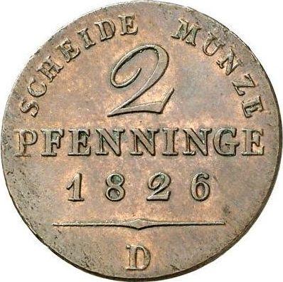 Reverse 2 Pfennig 1826 D -  Coin Value - Prussia, Frederick William III