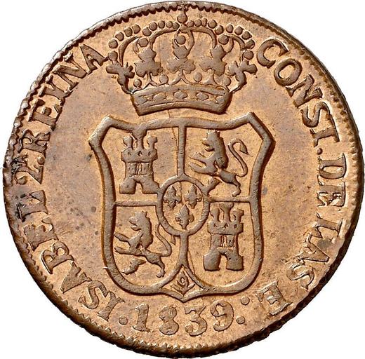 Obverse 3 Cuartos 1839 "Catalonia" -  Coin Value - Spain, Isabella II