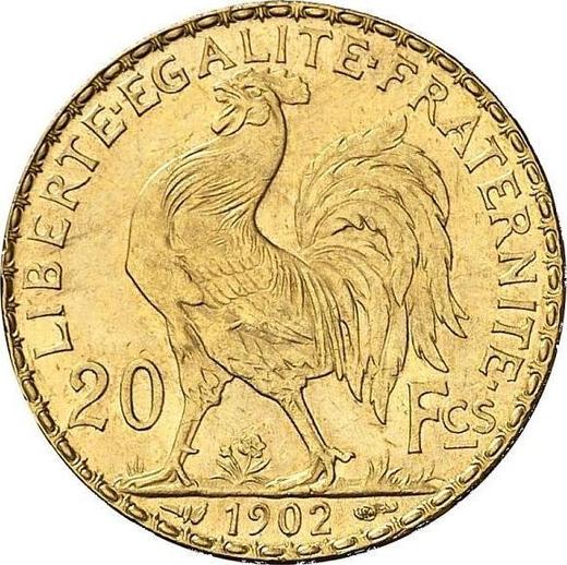 Реверс монеты - 20 франков 1902 года A "Тип 1899-1906" - цена золотой монеты - Франция, Третья республика