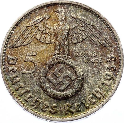 Reverse 5 Reichsmark 1938 D "Type 1936-1939" - Silver Coin Value - Germany, Third Reich