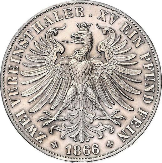 Reverse 2 Thaler 1866 - Silver Coin Value - Frankfurt am Main, Free City