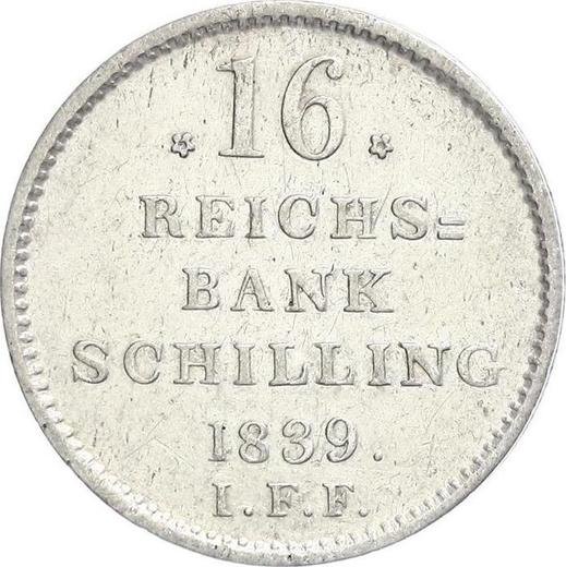 Reverse 16 Schilling 1839 IFF - Silver Coin Value - Schleswig-Holstein, Frederick VI