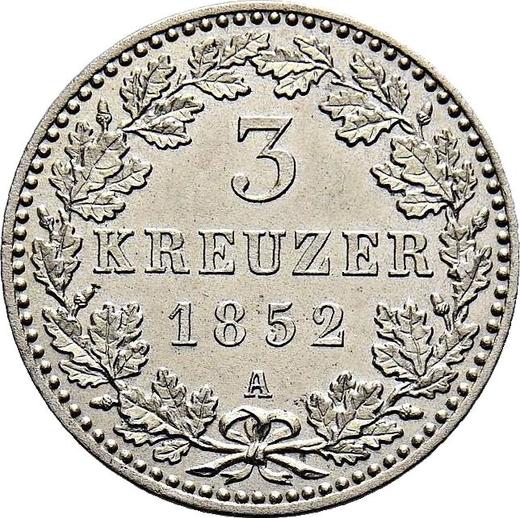 Reverso 3 kreuzers 1852 A - valor de la moneda de plata - Hohenzollern-Sigmaringen, Federico Guillermo IV