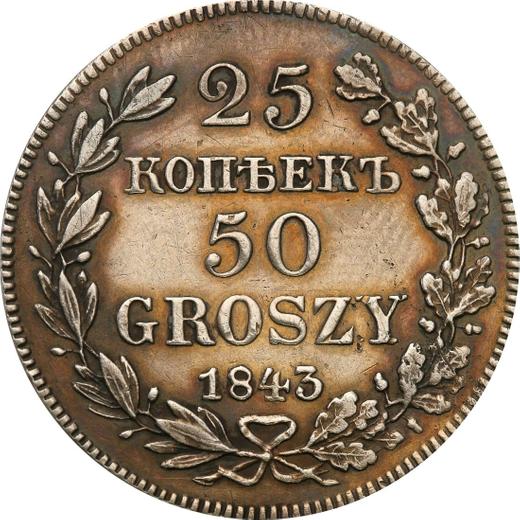Reverse 25 Kopeks - 50 Groszy 1843 MW - Silver Coin Value - Poland, Russian protectorate