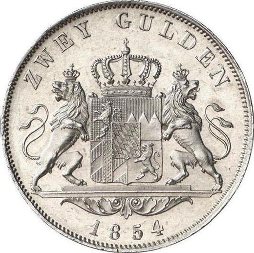 Reverse 2 Gulden 1854 - Silver Coin Value - Bavaria, Maximilian II