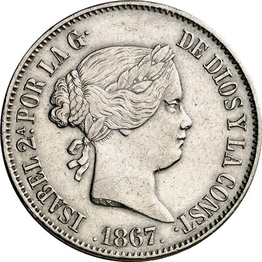 Obverse 1 Escudo 1867 6-pointed star - Silver Coin Value - Spain, Isabella II