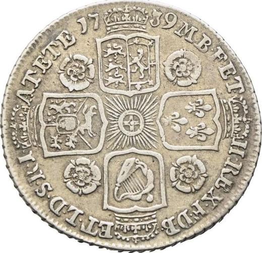 Реверс монеты - 1 шиллинг 1739 года "Портрет в молодом возрасте" - цена серебряной монеты - Великобритания, Георг II