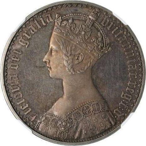 Awers monety - 1 korona 1853 WW "Gotycka" Rant gładki - cena srebrnej monety - Wielka Brytania, Wiktoria