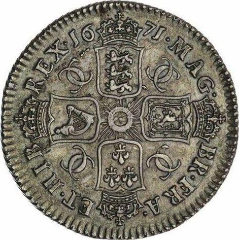 Реверс монеты - 1 шиллинг 1671 года "Второй тип" - цена серебряной монеты - Великобритания, Карл II