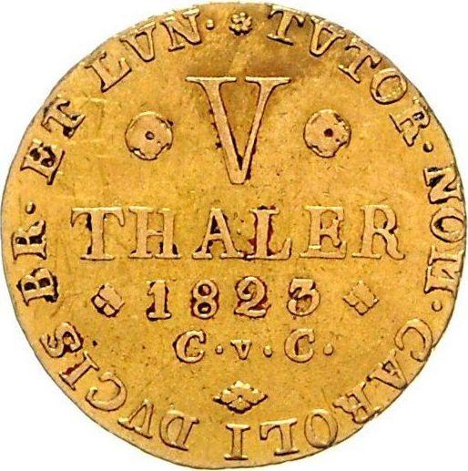 Reverse 5 Thaler 1823 CvC - Gold Coin Value - Brunswick-Wolfenbüttel, Charles II