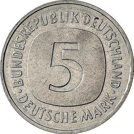 Revers 5 Mark 1975 J "Friedrich Ebert" Hybrid - Silbermünze Wert - Deutschland, BRD