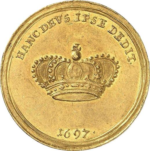 Rewers monety - Dwudukat 1697 "Koronacja" - cena złotej monety - Polska, August II Mocny