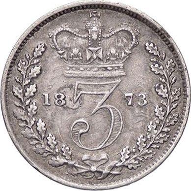 Revers 3 Pence 1873 - Silbermünze Wert - Großbritannien, Victoria