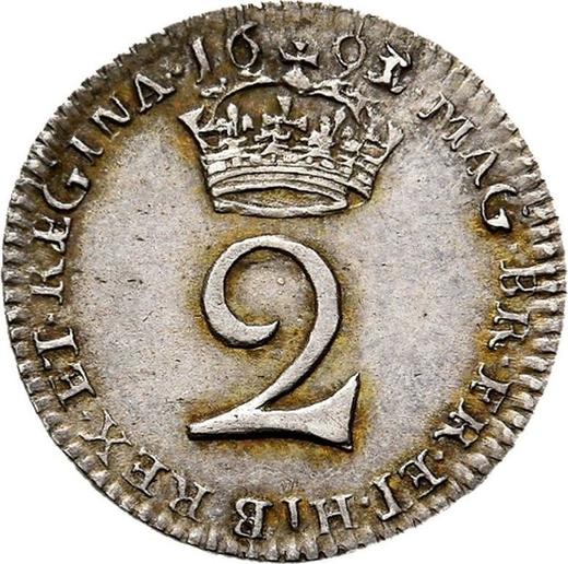 Reverso 2 peniques 1693 - valor de la moneda de plata - Gran Bretaña, Guillermo III y María II