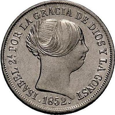 Obverse 2 Reales 1852 7-pointed star - Silver Coin Value - Spain, Isabella II