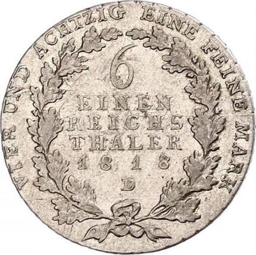 Reverse 1/6 Thaler 1818 D "Type 1809-1818" - Silver Coin Value - Prussia, Frederick William III