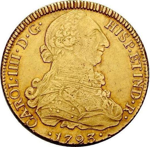 Obverse 8 Escudos 1793 So DA - Gold Coin Value - Chile, Charles IV
