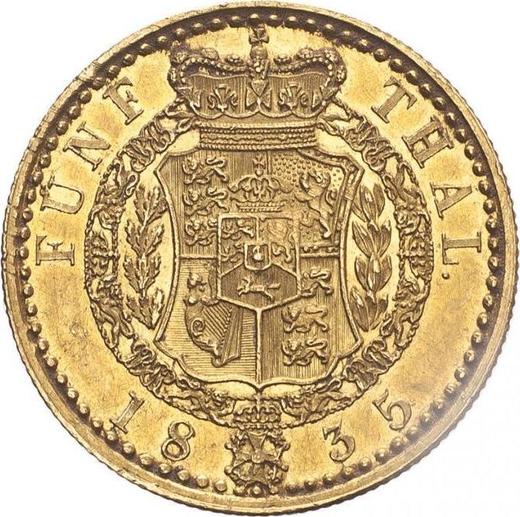 Reverse 5 Thaler 1835 B - Gold Coin Value - Hanover, William IV