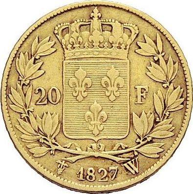 Reverse 20 Francs 1827 W "Type 1825-1830" - Gold Coin Value - France, Charles X