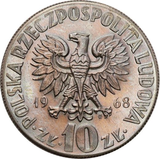 Obverse 10 Zlotych 1968 MW JG "Nicolaus Copernicus" - Coin Value - Poland, Peoples Republic