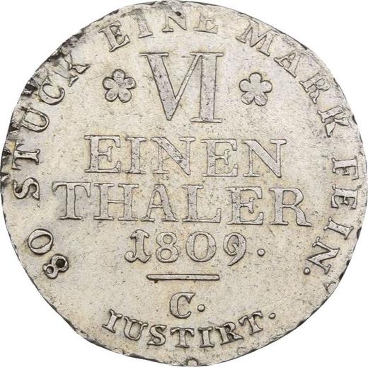 Reverse 1/6 Thaler 1809 C - Silver Coin Value - Westphalia, Jérôme Napoléon