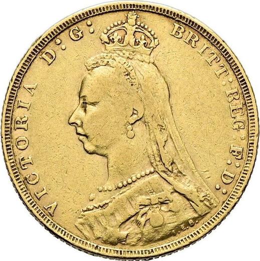 Avers Sovereign 1891 JEB "Jubiläumsporträt" - Goldmünze Wert - Großbritannien, Victoria