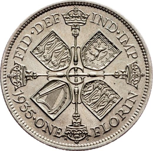 Реверс монеты - Флорин (2 шиллинга) 1935 года - цена серебряной монеты - Великобритания, Георг V