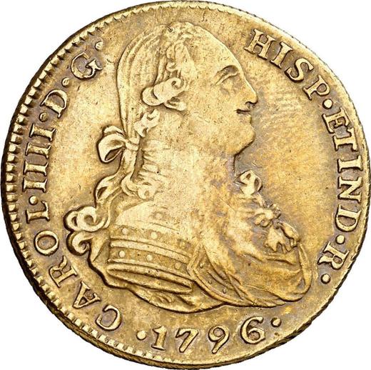 Obverse 4 Escudos 1796 IJ - Gold Coin Value - Peru, Charles IV