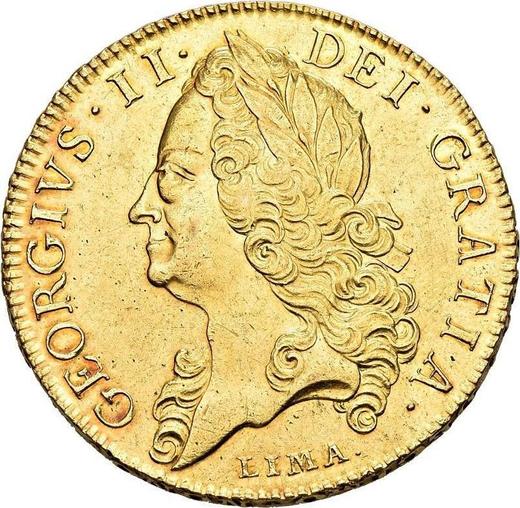 Obverse Five guineas 1746 LIMA "Old Head" - Gold Coin Value - United Kingdom, George II