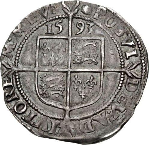 Reverse Sixpence 1593 "Sixth issue" - Silver Coin Value - United Kingdom, Elizabeth I