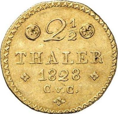 Reverse 2 1/2 Thaler 1828 CvC - Gold Coin Value - Brunswick-Wolfenbüttel, Charles II
