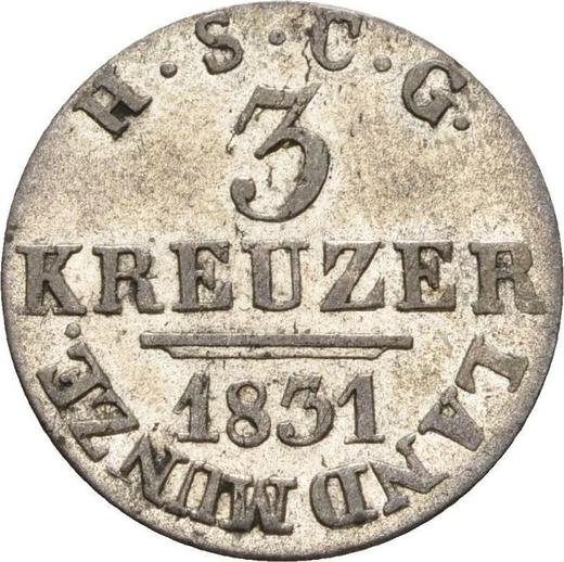 Reverse 3 Kreuzer 1831 EK "Type 1827-1831" - Silver Coin Value - Saxe-Coburg and Gotha, Ernest I