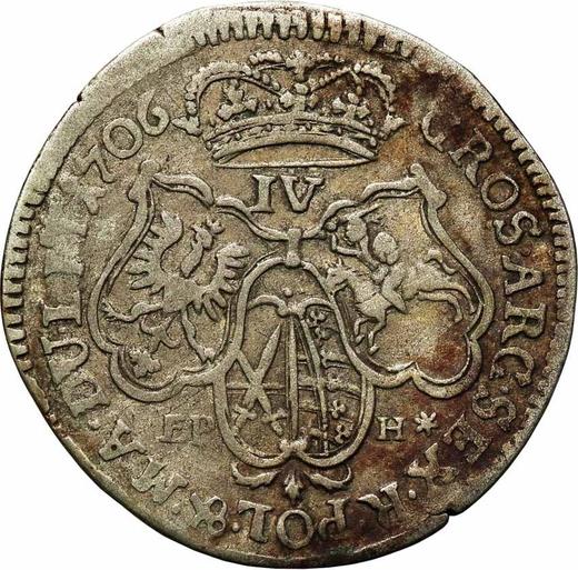 Reverse 6 Groszy (Szostak) 1706 EPH "Crown" - Silver Coin Value - Poland, Augustus II