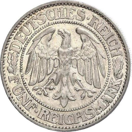 Obverse 5 Reichsmark 1930 F "Oak Tree" - Silver Coin Value - Germany, Weimar Republic