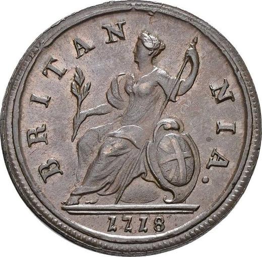 Reverso Medio Penique 1718 "Primer busto laureado" - valor de la moneda  - Gran Bretaña, Jorge I