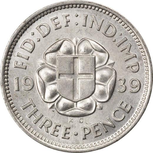 Revers 3 Pence 1939 HP "Typ 1937-1945" - Silbermünze Wert - Großbritannien, Georg VI
