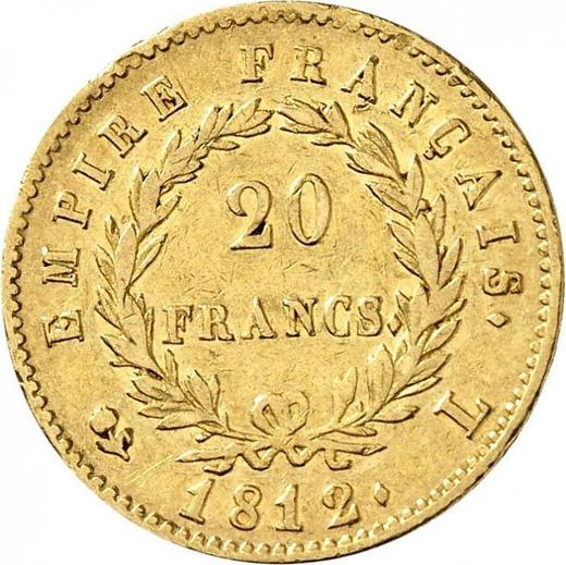 Reverse 20 Francs 1812 L "Type 1809-1815" - Gold Coin Value - France, Napoleon I